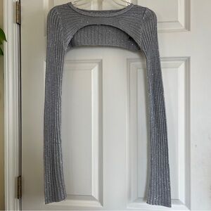 Urban Outfitters Silver Ribbed Shrug